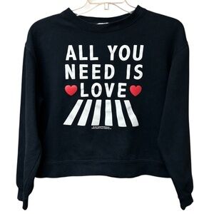 "All You Need is Love" Beatles crewneck, slightly cropped fit, medium